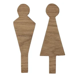 Cartel Puerta Baño Hombre/Mujer Madera