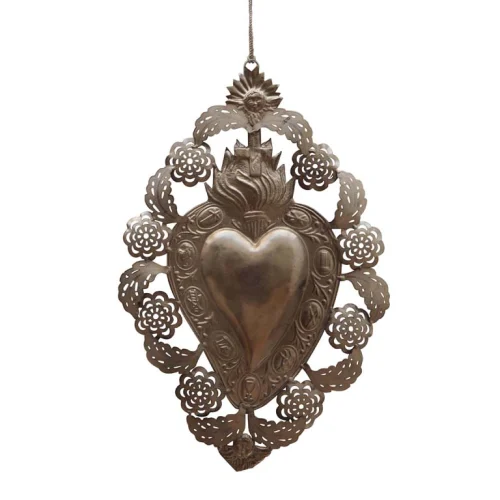 Corazón Ex-Voto Metal Plateado