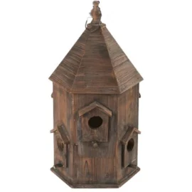 Casa Pájaros de Madera Hexagonal