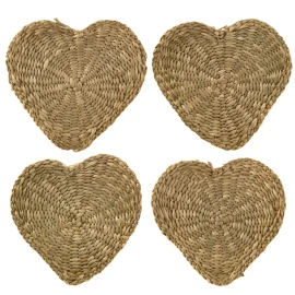Set de 4 Posavasos Corazón de Fibra Natural