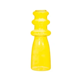Jarrón de Cristal con Ondas Amarillas