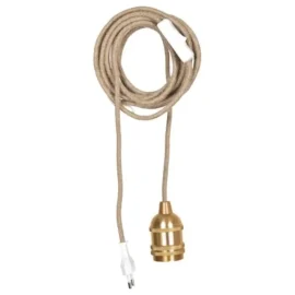Lámpara Colgante+ Cable Cordón Natural + Clavija