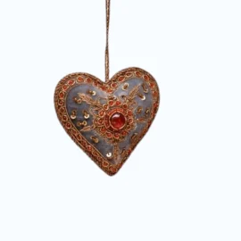 Corazón Bordado Gris/Burdeos