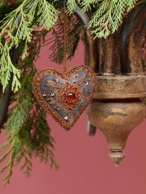 Corazón Bordado Verde/Burdeos - Imagen 2