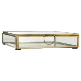 Caja Cristal/Metal Cuadrada "Solitaire "para Servilletas Gold