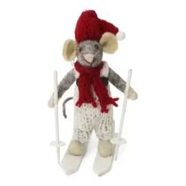 Ratón C/Esquís y Peto Gris