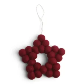 Pequeña Estrella Bolitas Fieltro Granate