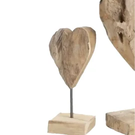 Corazón Madera Rústica c/Pie