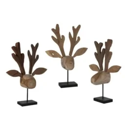Cabeza Reno Madera c/Pie