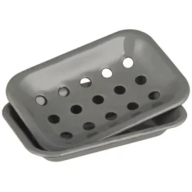 Jabonera Metal Esmaltado Gris