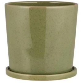 Macetero Gres Esmaltado "Saga" Verde
