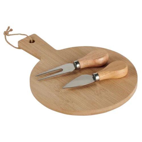 Tabla de Quesos Redonda de Bambú c/2 Cubiertos