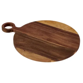 Tabla Redonda de Acacia con Asa