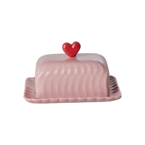 Mantequillero Cerámica Rosa