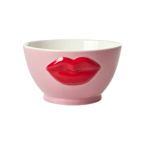 Bol Cerámica Rosa c/Labios Rojos 600ml