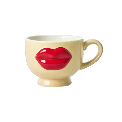 Taza Labios Rojos Crema