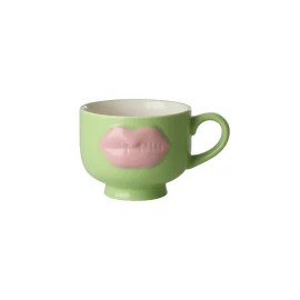 Taza Verde Labios Rosa