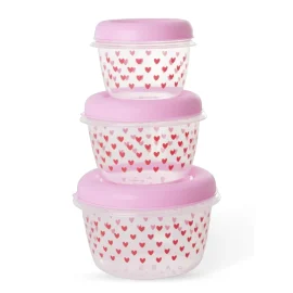 S/3 Tuppers Redondos "Hearts Print" – Rosa