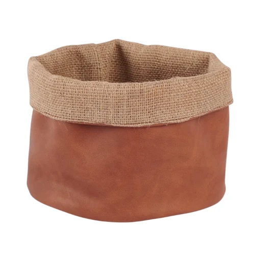Cesta Marrón Ecopiel/Yute