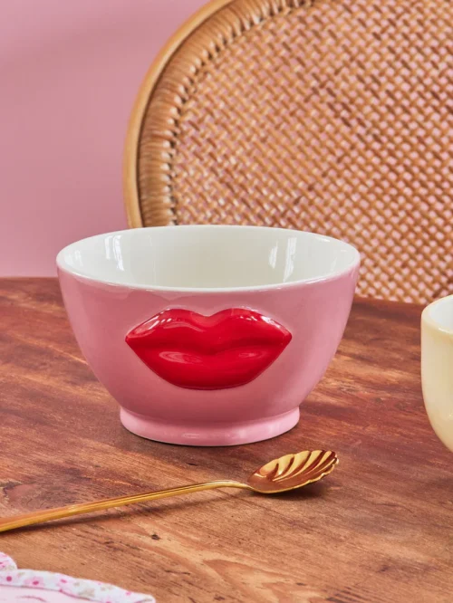 Bol Cerámica Rosa c/Labios Rojos 600ml - Imagen 2