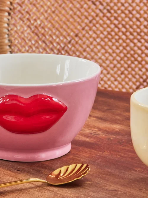 Bol Cerámica Rosa c/Labios Rojos 600ml - Imagen 3