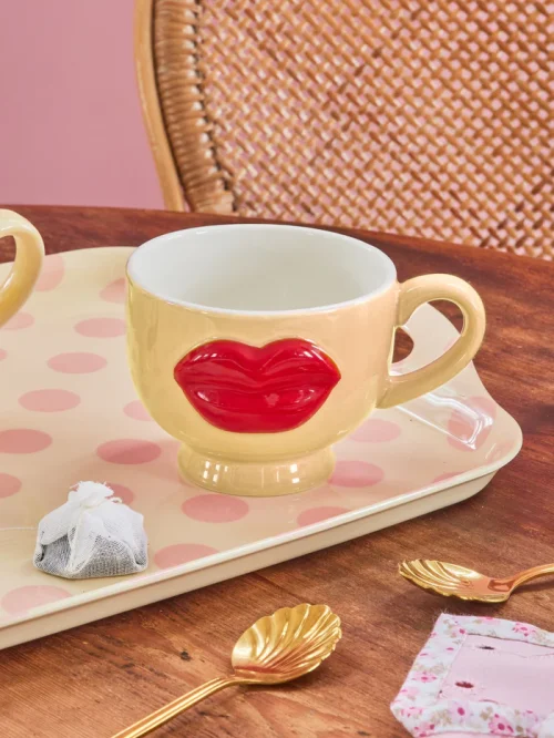 Taza Labios Rojos Crema - Imagen 3