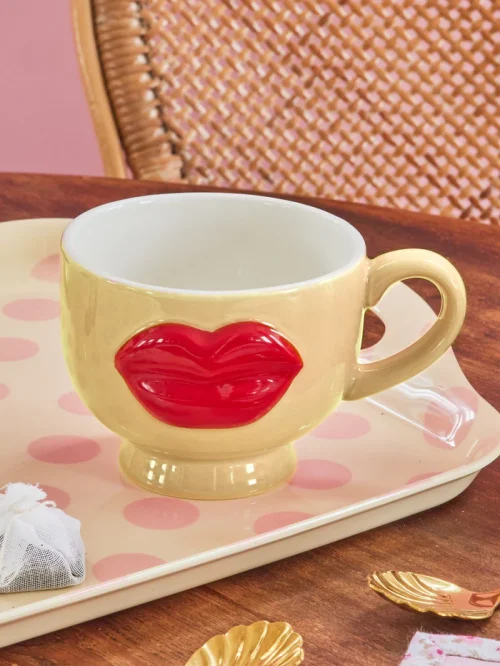 Taza Labios Rojos Crema - Imagen 2