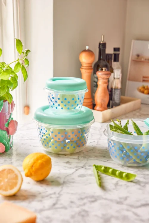 S/3Tuppers "Dots Print" Redondos  – Menta - Imagen 2