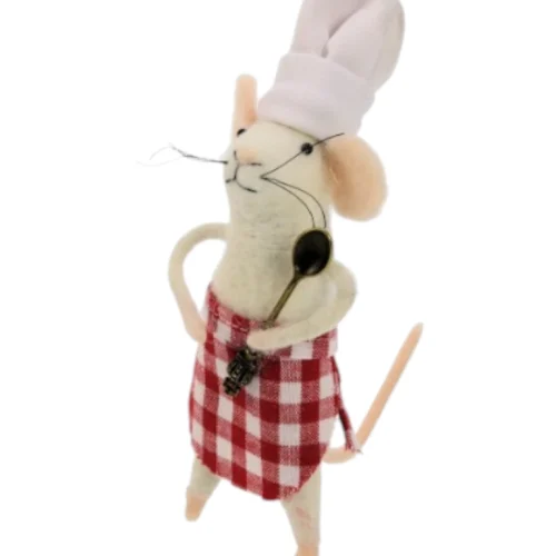 Ratón Chef  Fieltro c/Delantal Rojo Vichy
