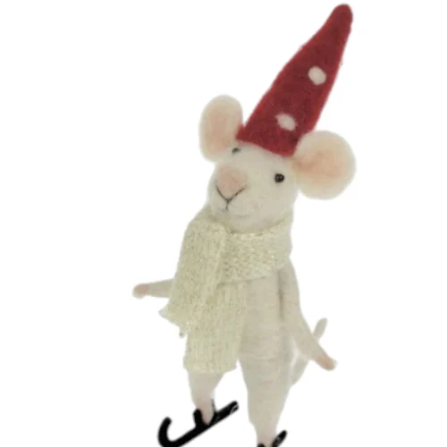 Ratón con Patines y Gorro Rojo
