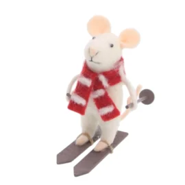 Ratón c/Esquís y Bufanda Roja