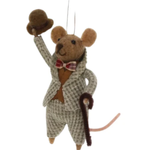 Ratón Elegante c/Bastón y Sombrero