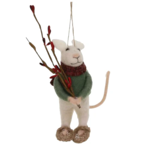 Ratón c/Raquetas de Nieve y Jersey Verde