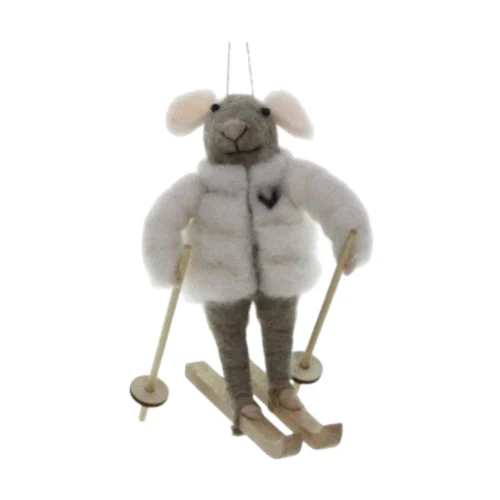 Ratón Esquiador c/Abrigo Blanco