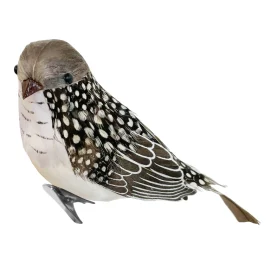 Pajarito Plumas Marrón y Blanco c/Pinza
