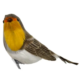 Pajarito Plumas Marrón y Amarillo c/Pinza