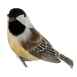 Pajarito Plumas Marrón y Negro c/Pinza