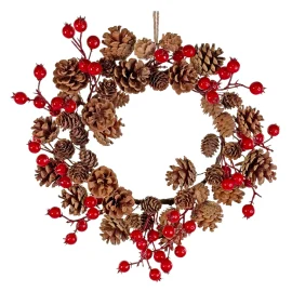 Corona Piñas y Bayas Rojas – Ø35 cm