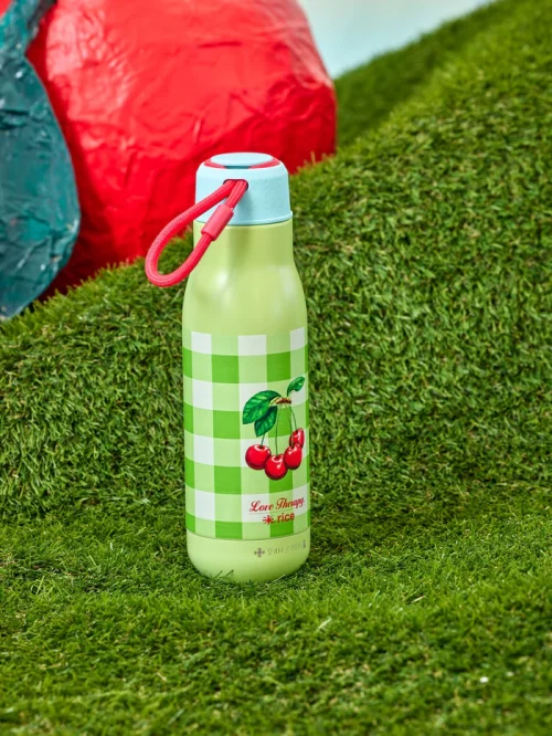 Botella de Acero Inoxidable – Verde – "Love Therapy" Cerezas - Imagen 3