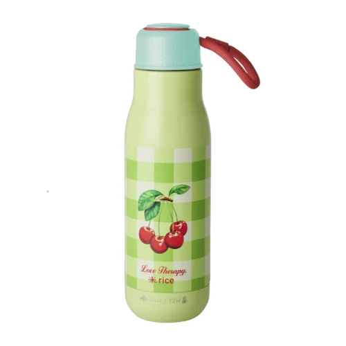 Botella de Acero Inoxidable – Verde – "Love Therapy" Cerezas