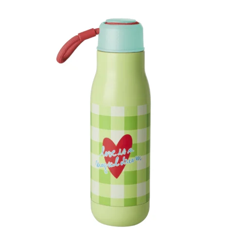 Botella de Acero Inoxidable – Verde – "Love Therapy" Cerezas - Imagen 2